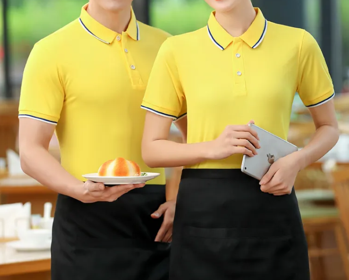 黃色酒店職業(yè)裝展示，酒店服務(wù)員制服